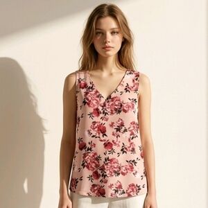 NWT Maurices Pink Floral Sleeveless V-neck Top Medium